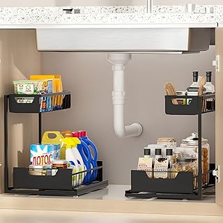 Two-Tier Metal Kitchen and Bathroom Sink Organizer Set