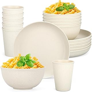18-Piece Wheat Straw Dinnerware Set for Six