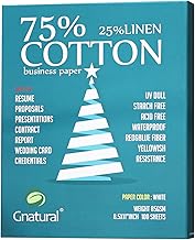 White 8.5"x11" Cotton and Linen Resume Paper, 100 Sheets