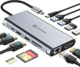 USB C Hub with 3 HDMI, SD/TF, Ethernet, and USB-C Adapter
