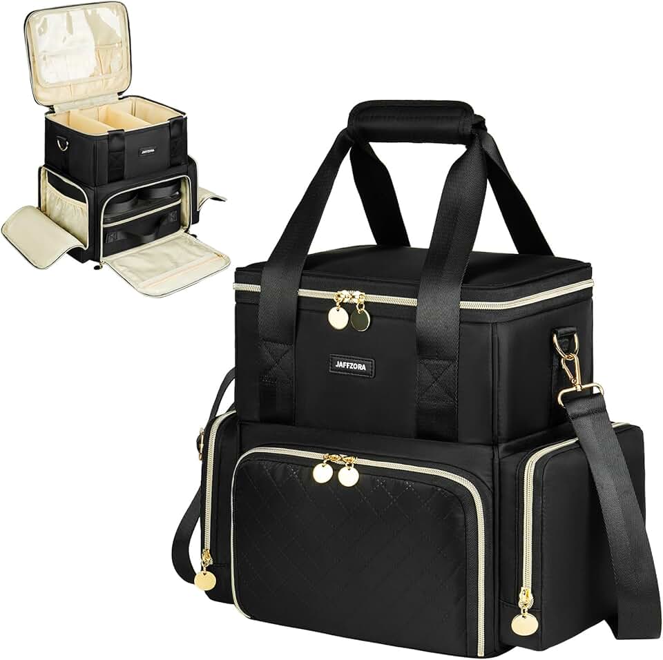 Large travel makeup bag with removable cases