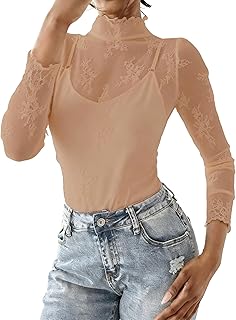 Women's Sheer Mesh Long Sleeve Layering Top