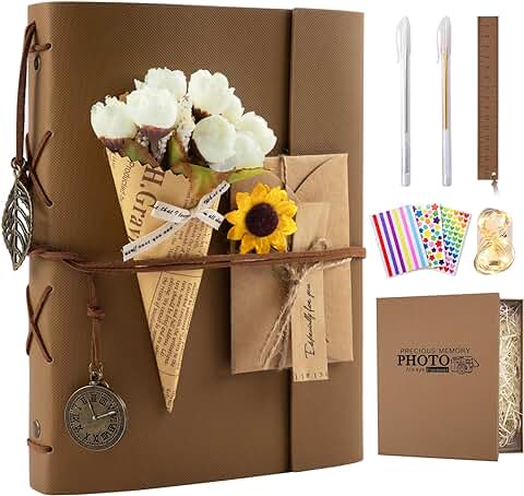 100-Page Scrapbook Photo Album with Self-Adhesive and Kraft Pages