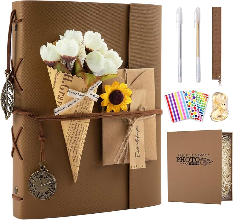 100-Page Scrapbook Photo Album with Self-Adhesive and Kraft Pages