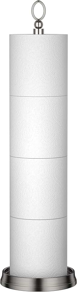 Heavy Weighted Free Standing Toilet Paper Holder with Reserve Storage