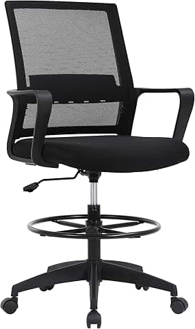 Adjustable Tall Mesh Drafting Chair with Lumbar Support