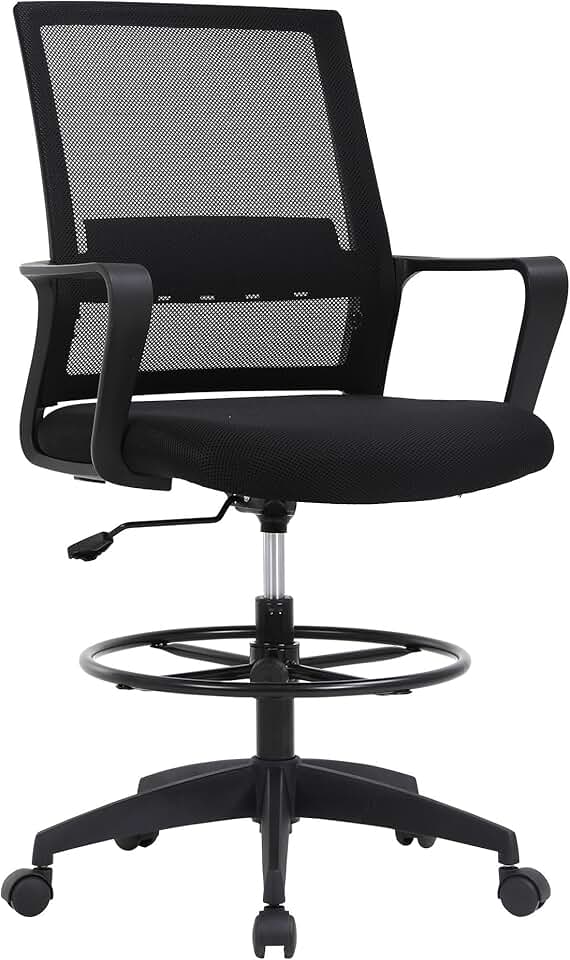 Adjustable Tall Mesh Drafting Chair with Lumbar Support