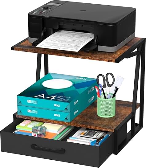 Printer Stand with Storage Drawer and Shelves