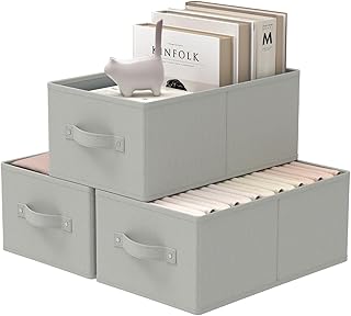 Foldable Cloth Storage Bins, 3 Pack, Grey