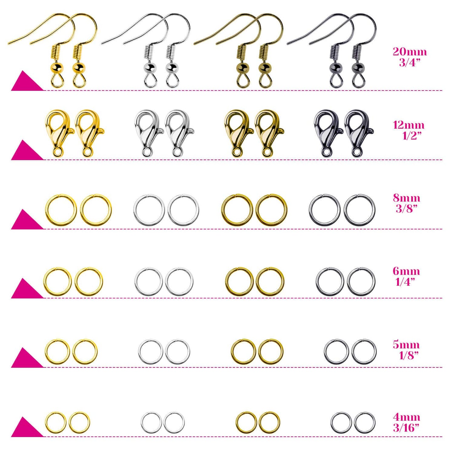 Jewelry Repair Kit with Jump Rings Clasps and Hooks