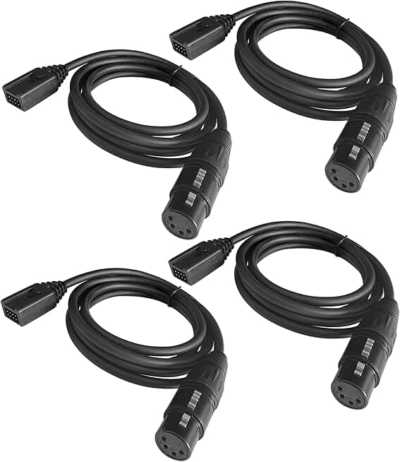 Replaceable 5ft XLR Headset Cable for Clear-Com Headsets (4 Pack)