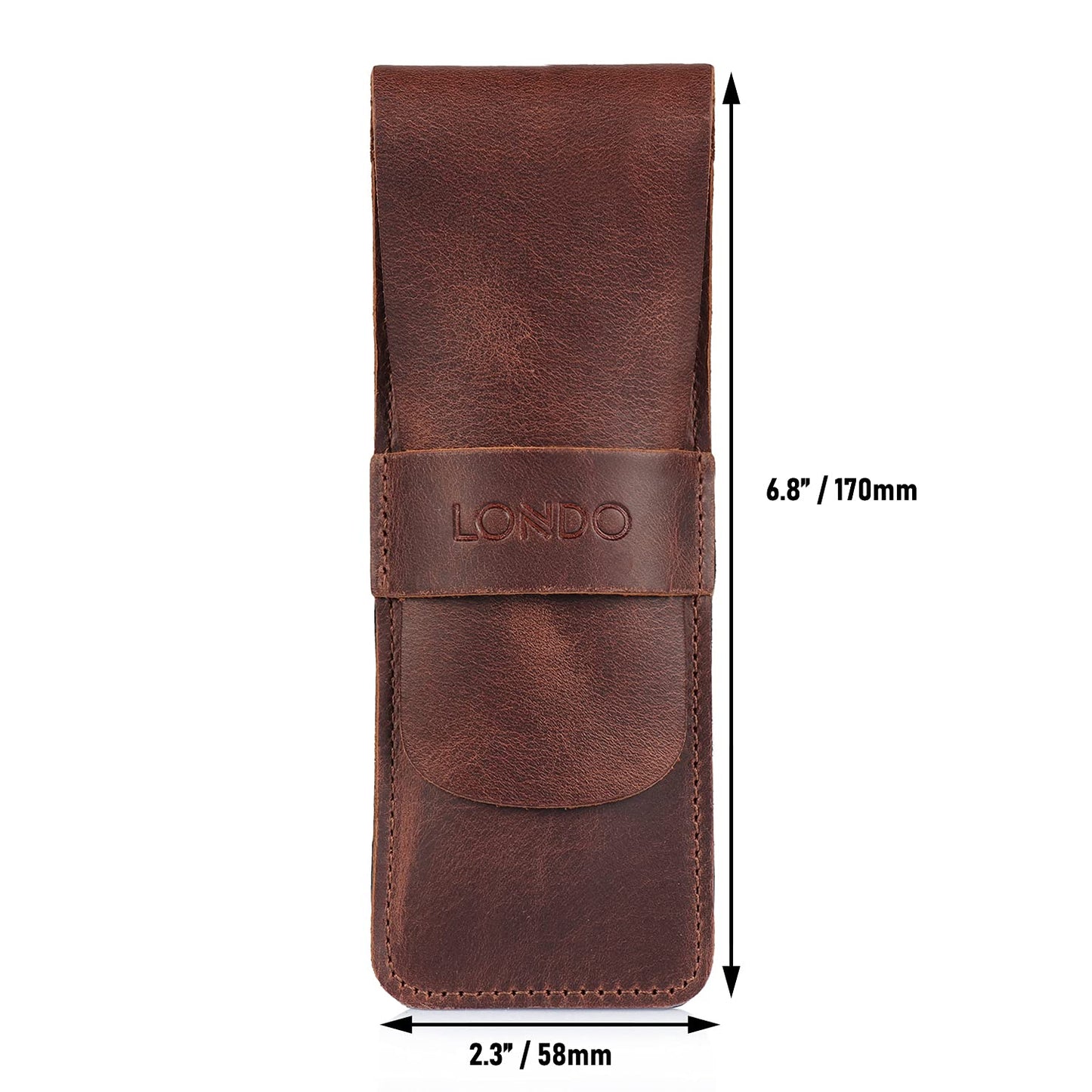 Leather Pen and Pencil Case with Tuck Flap