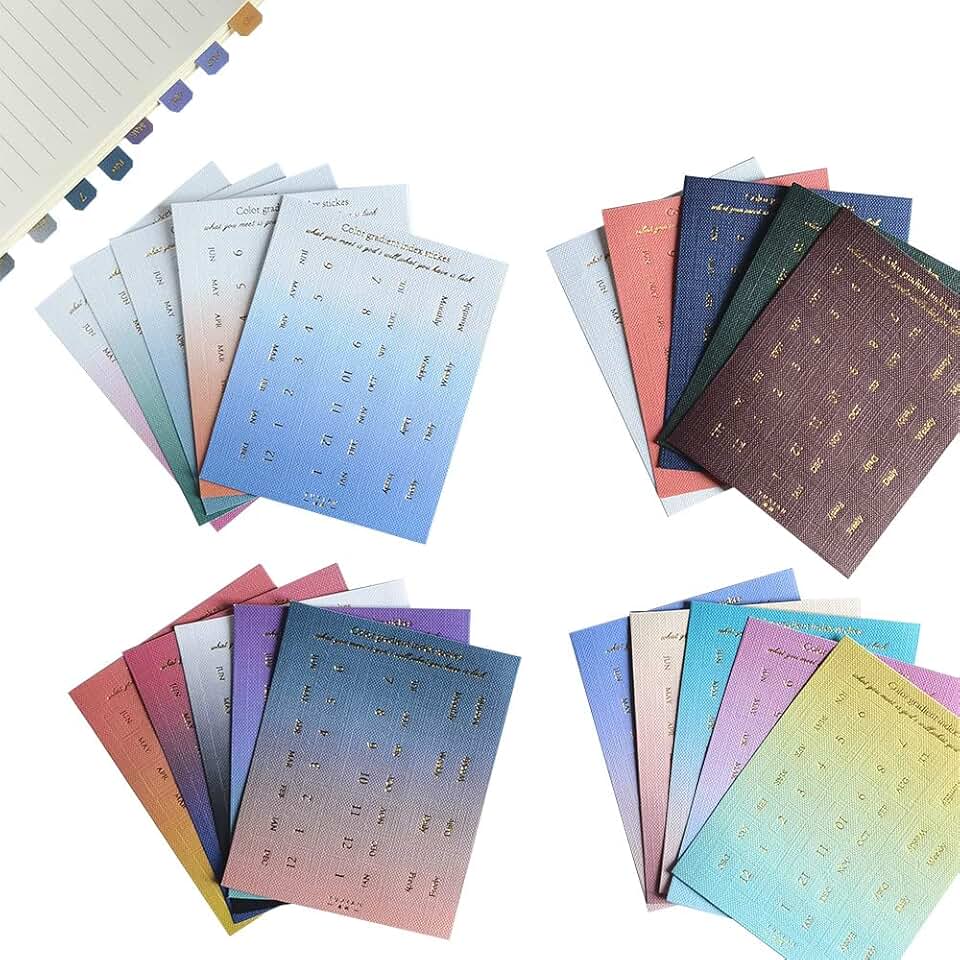 10 Sheets of Colorful Monthly Separator Tabs for Office and Study