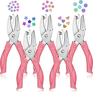 Set of 5 Handheld Metal Hole Punches with Heart and Star Shapes