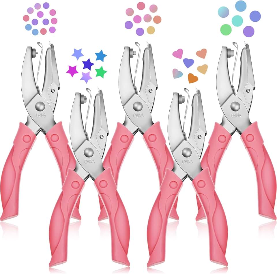 Set of 5 Handheld Metal Hole Punches with Heart and Star Shapes