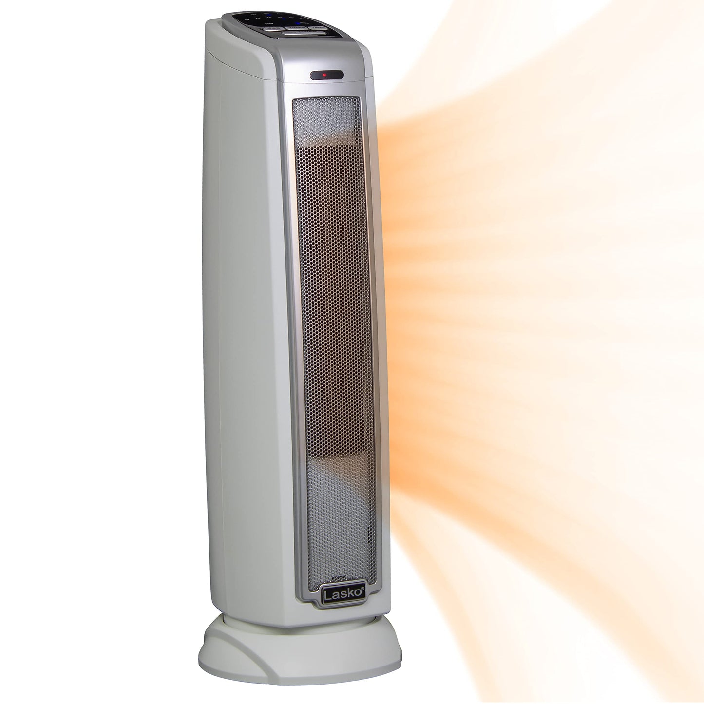 Oscillating Ceramic Tower Space Heater for Home with Overheat Protection, Timer, 22.5 Inches, Silver, 1500W, 5775