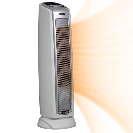 Oscillating Ceramic Tower Space Heater for Home with Overheat Protection, Timer, 22.5 Inches, Silver, 1500W, 5775