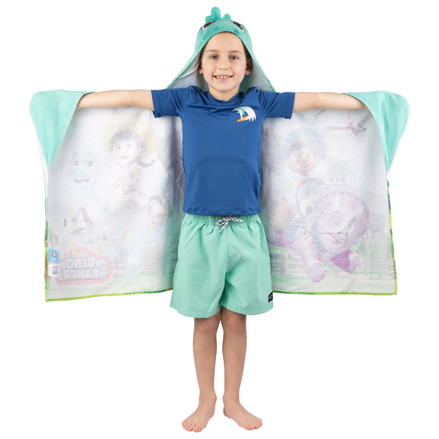 Dino Ranch Bath/Pool/Beach Soft Cotton Terry Hooded Towel Wrap, 24 in x 50 in, By Kids