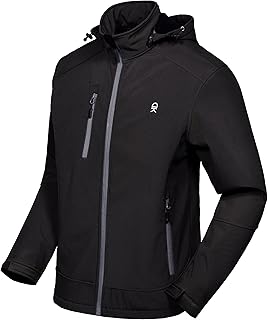 Men's Softshell Jacket with Removable Hood and Fleece Lining