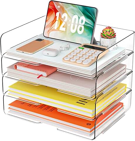 4-Tray Acrylic Paper Organizer for Office Files