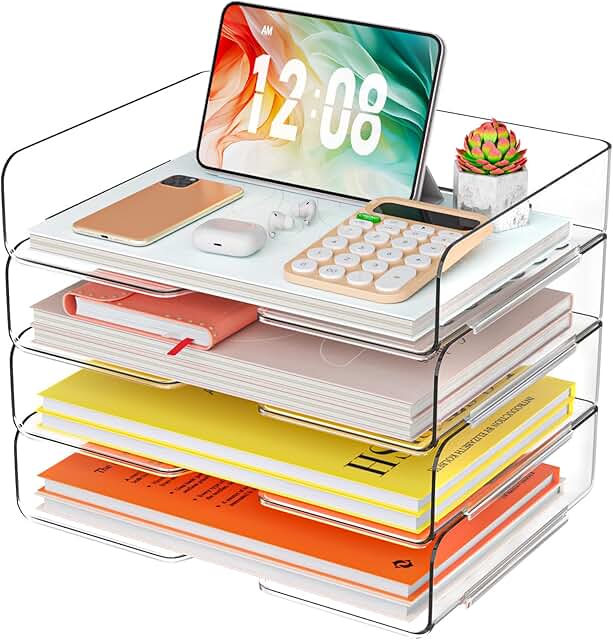 4-Tray Acrylic Paper Organizer for Office Files