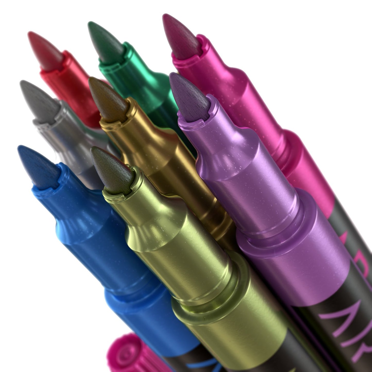 Set of 8 Washable Metallic Paint Markers for Glass and More