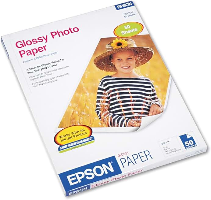Glossy Photo Paper, 8.5 x 11, 52 lb, 50 sheets