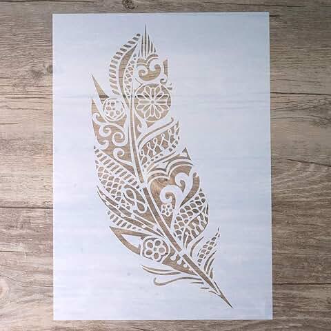 DIY Mandala Feather Stencil for Crafts and Painting