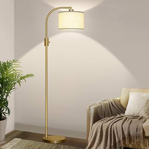 Modern Tall Floor Lamp with Linen Shade and 1200 Lumens