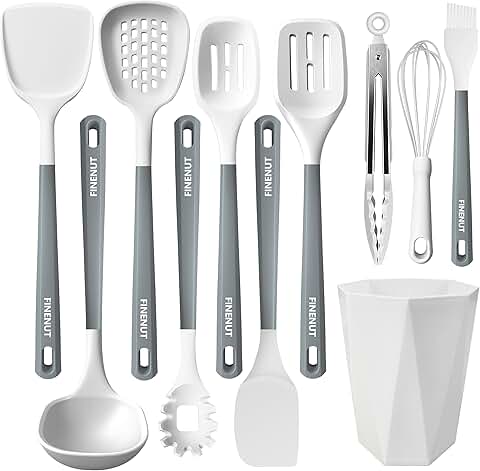 11-Piece Silicone Cooking Utensil Set, Heat Resistant and Dishwasher Safe