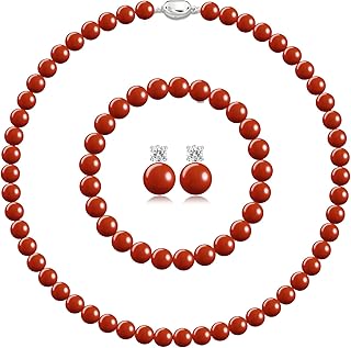 Pearl Necklace and Earring Set for Women and Men