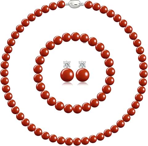 Pearl Necklace and Earring Set for Women and Men