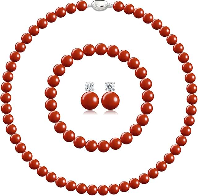 Pearl Necklace and Earring Set for Women and Men