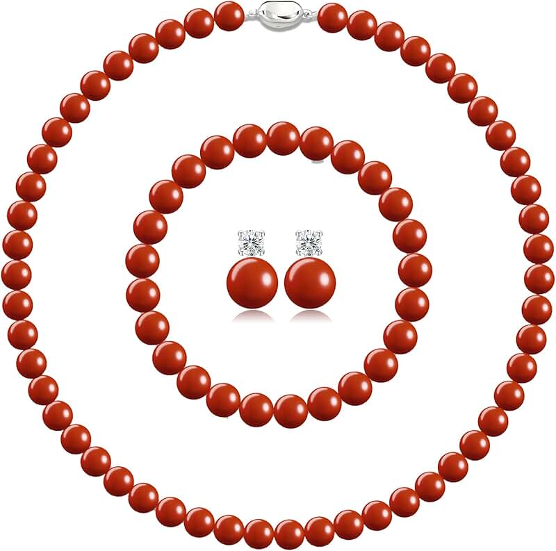 Pearl Necklace and Earring Set for Women and Men