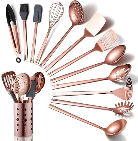13-Piece Copper Kitchen Utensil Set with Holder