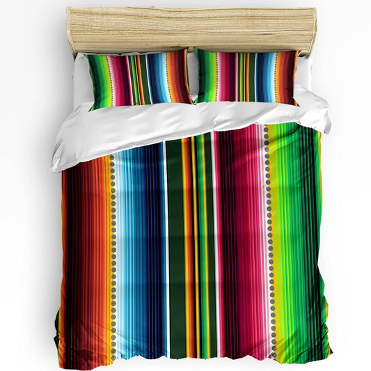 3PC Duvet Cover Set Mexican 3 PCS Comforters for Queen Bed with 1 Comforter and 2 Pillow Shams Mexican Cinco de Mayo Fiesta Red Rainbow Colorful Bedroom Decor