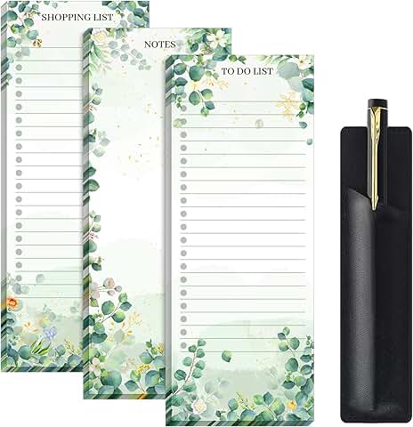 Magnetic Grocery List Notepad with Pen Holder