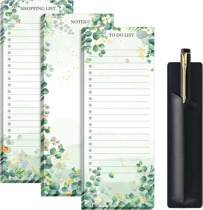 Magnetic Grocery List Notepad with Pen Holder