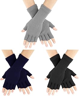 Three Pairs of Women's Fingerless Gloves for Winter