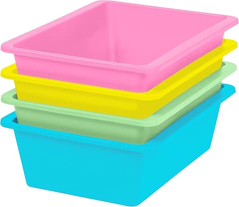 Large pastel plastic storage bins, 4-pack