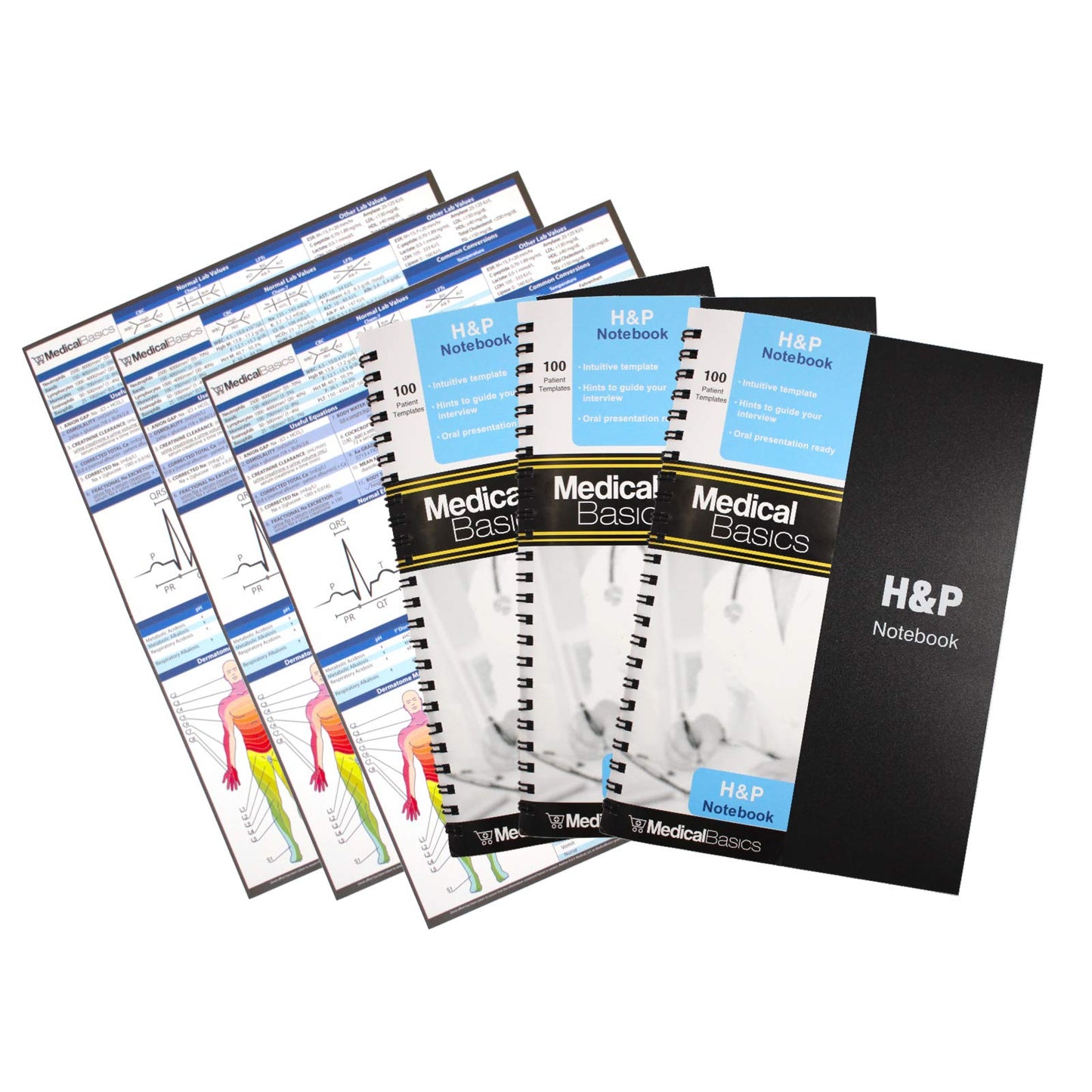 Three Medical History and Physical Notebooks with 100 Templates