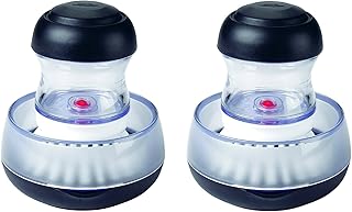 Two-pack palm brush storage set with soap dispenser
