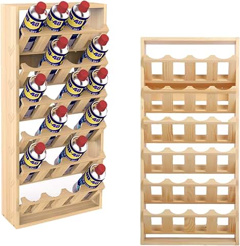 Wooden 6-Tier Spray Paint and Lube Can Storage Rack