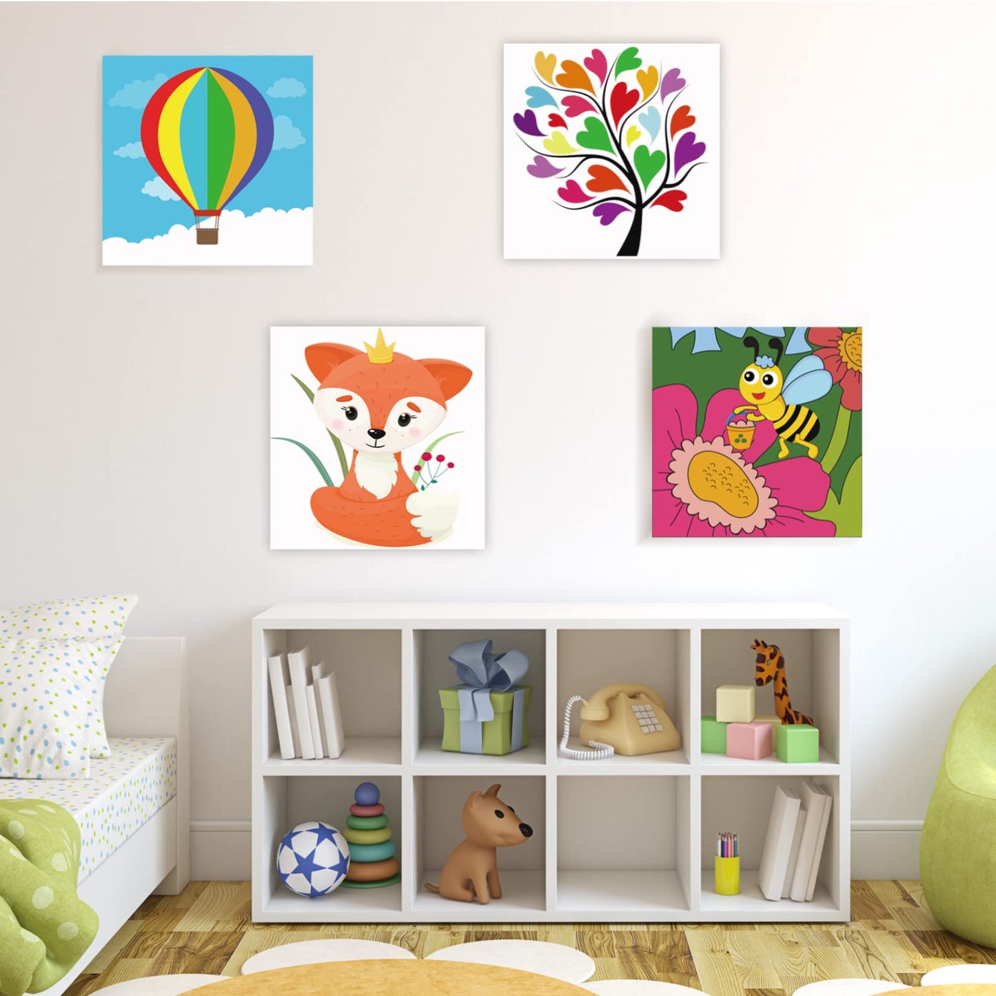 Acrylic Paint Set for Kids with 4 Canvas Panels 8x8 inches