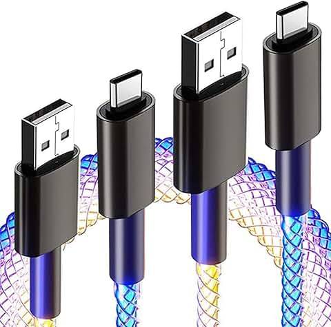 Multi-Color 4FT 4-in-1 Nylon Braided Charging Cables (2 Pack)