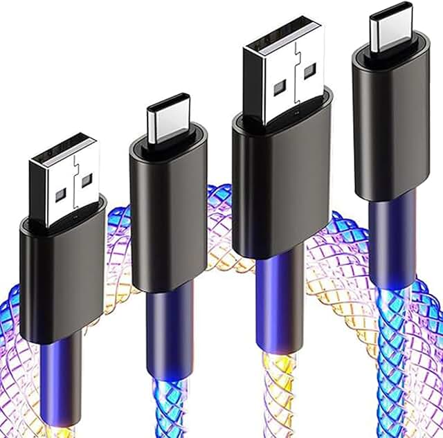Multi-Color 4FT 4-in-1 Nylon Braided Charging Cables (2 Pack)