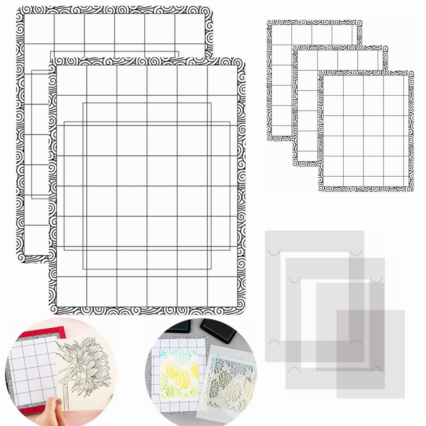 FlexiGrip Stamp Mat Set 5 pcs Low Stick Non-Slip Gridded