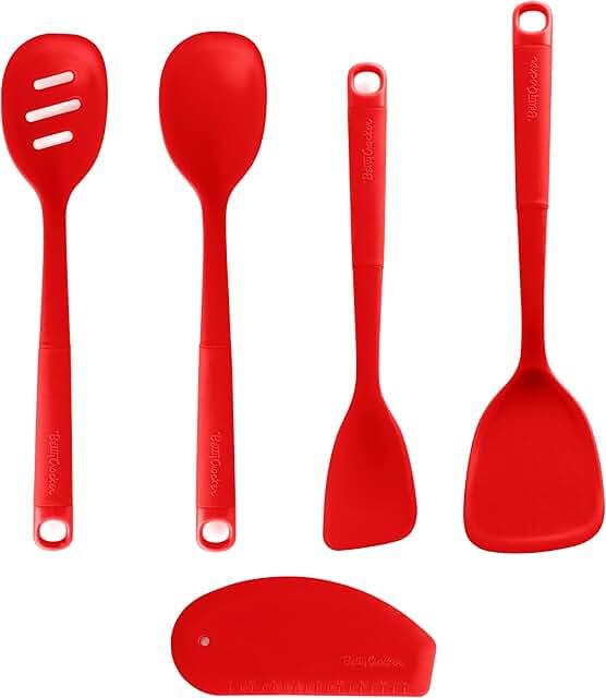 Silicone Baking Utensil Set with Spatula, Spoon, Turner, Scraper