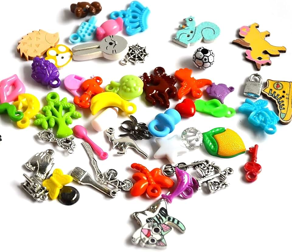 Set of 50 Small Mixed I Spy Trinkets for Crafts and Projects
