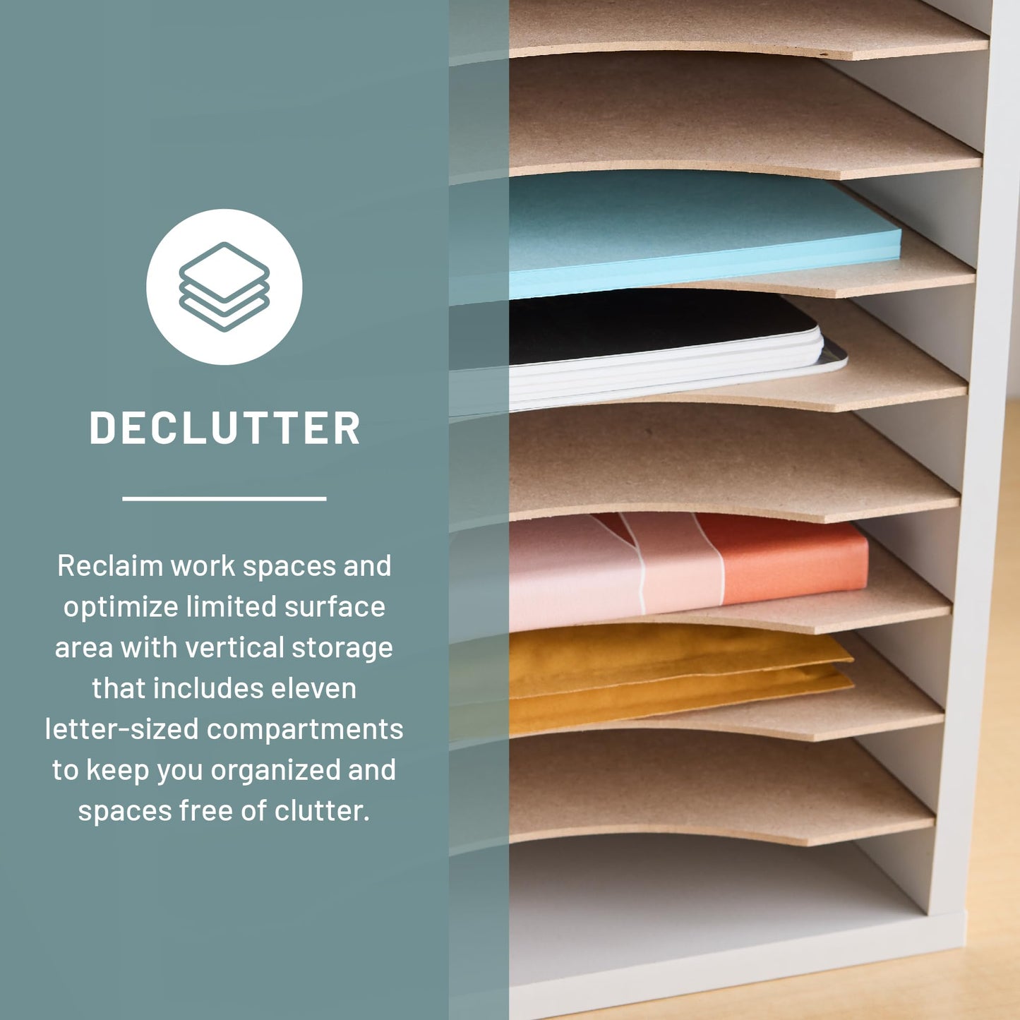 Vertical Literature Organizer with 11 Compartments